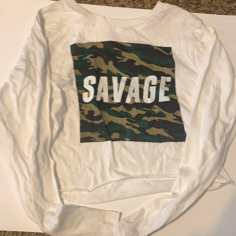 Long sleeve crop top white shirt